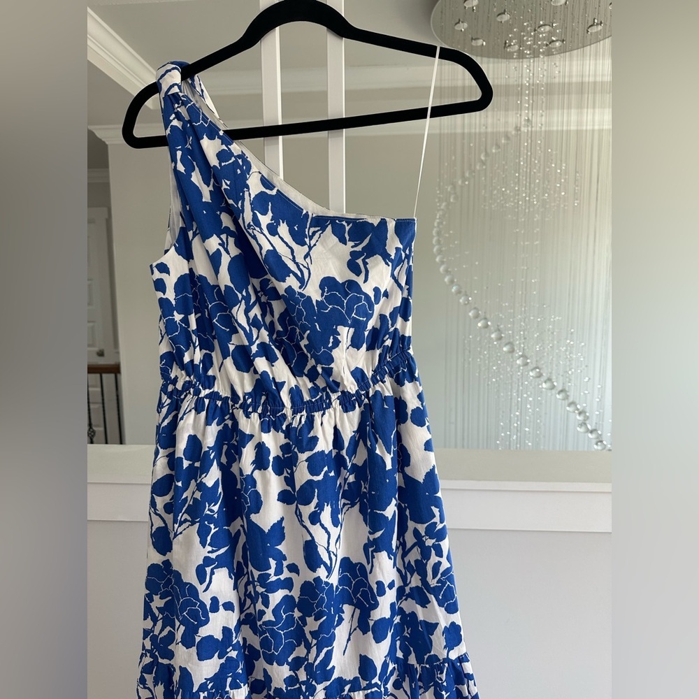 Tuckernuck Hyacinth House Blue and White Floral One Shoulder Dress - Picture 6 of 9
